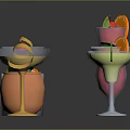 Variety Of Colorful Cocktail Glasses Decorated With Citrus Slices And Mint Leaves