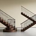 Modern Staircase With Black Railings And Wooden Steps For Home Interior