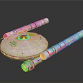 Enterprise Spaceship Model with Circular Hull and Red Engines for Space Exploration