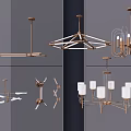 Modern Lighting Combination With Metal Chandeliers And Pendant Lights For Elegant Home Interior Design