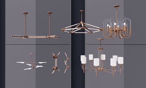 Light luxury lamps combination chandelier 3d model