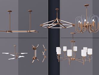 Light luxury lamps combination chandelier 3d model