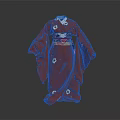 Elegant Traditional Red Japanese Kimono With White Floral Pattern And Sash