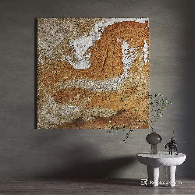 Textured Abstract Painting In Warm Tones For Modern Interior Wall Decor 3d model
