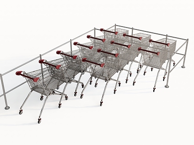 Trolley Supermarket Shopping Cart 3d model