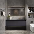 Modern Bathroom Vanity Cabinet With LED Mirror And Countertop Accessories