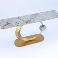Modern Console Table Featuring White Marble Top Golden Metal Base And Crystal Sphere 3d model