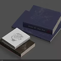 Stacked Books with Flush at the Top Cover and Geometric Pattern Design