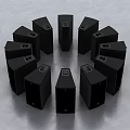 Black Speakers In Circular Arrangement For Home Audio System Design