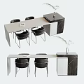 Modern Dining Table Set With Marble Top Chairs And Side Cabinet Decor 3d model