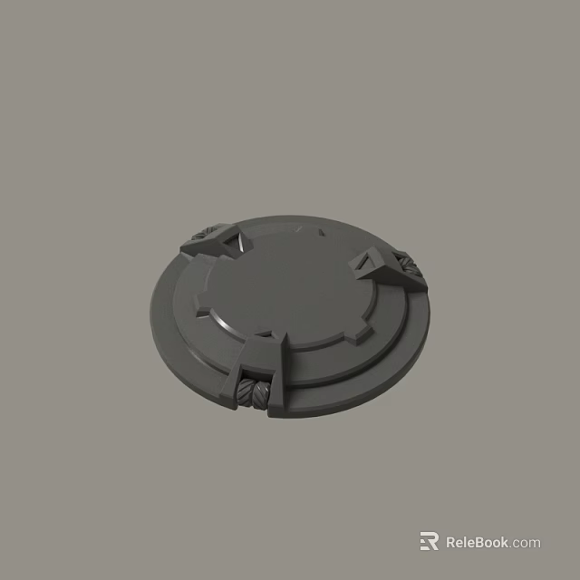Gray Round Engineered Cover With Detailed Structural Components And Edge Design 3d model