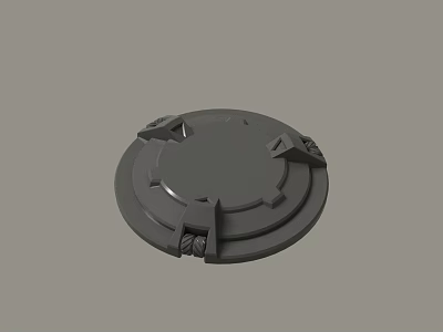 Gray Round Engineered Cover With Detailed Structural Components And Edge Design 3d model