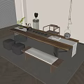 Tea Room Home Decoration Tea Table Tea Table and Chair Tea Table Combination Tea Table Tooling Tea Table Tea Set 3d model