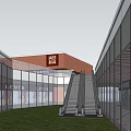 Modern Red Brick Commercial Complex Featuring UNIQLO Sephora Stores And Glass Curtain Wall