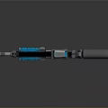 Modern Tactical Assault Rifle With Blue Digital Display Tactical Scope Magazine And Ergonomic Grip