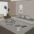 Sofa Coffee Table Combination Stool Side Table Floor Lamp Lazy Sofa Decorations Hanging Painting 3d model