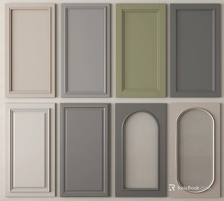 Various Colored Cabinet Door Panels With Different Design Styles For Home Decor 3d model 
