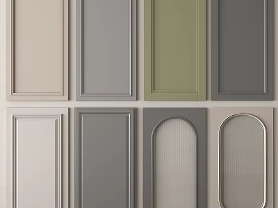 Various Colored Cabinet Door Panels With Different Design Styles For Home Decor 3d model