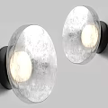 Modern Round Wall Lamps With Frosted Glass Shades And Black Bases Illuminated