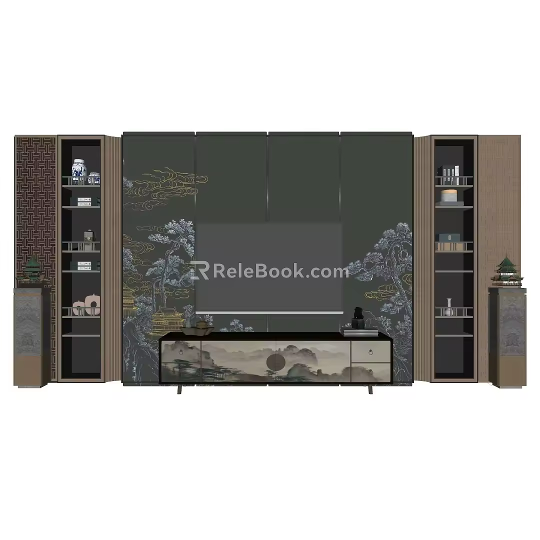 background wall TV background wall 3d model