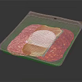 Sliced Meats In Transparent Plastic Container With Sausage Ham And Label