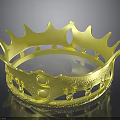 Golden Crown Sculpture with Intricate Carved Details and Spiked Edges