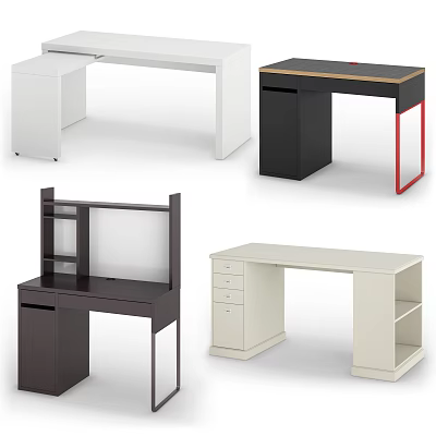 Modern Desk And Chair Sets With Drawers Shelves And Various Colors 3d model