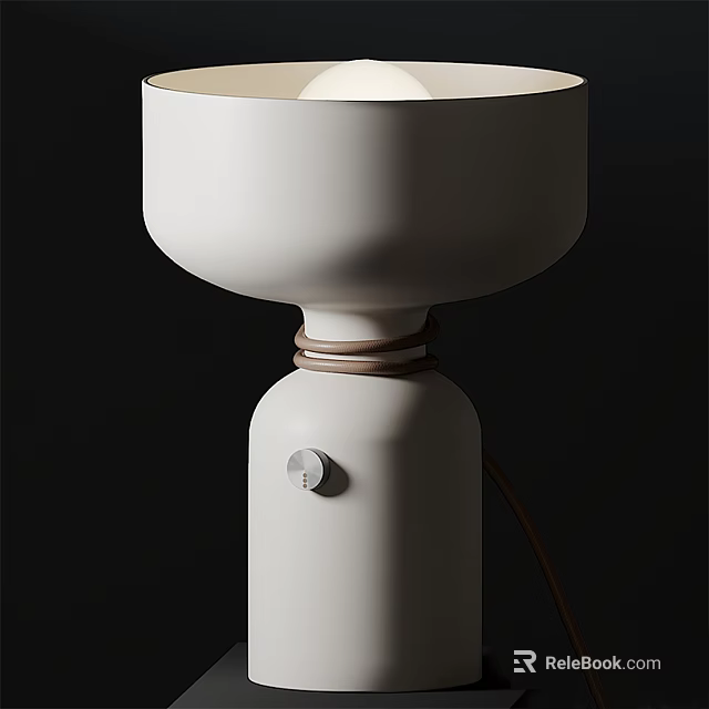 Modern White Table Lamp Featuring Leather Strap And Knob Switch Design 3d model