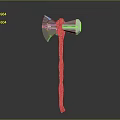 Handcrafted Decorative Axe With Shiny Metal Head And Twisted Wooden Handle