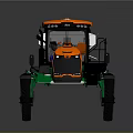 Orange And Black Agricultural Machinery With Large Wheels And Rear Container