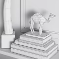 Decorative Ornament Set With Golden Camel Figurine Black White Ink Painting And Ivory Shaped Ornament