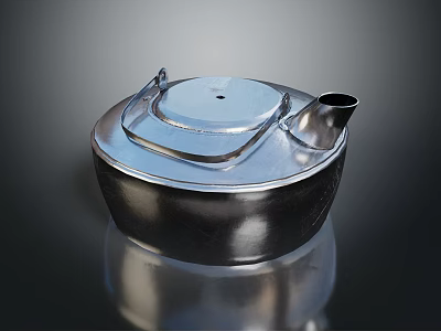 Modern Stainless Steel Kettle with Lid Handle and Reflective Surface for Daily Use 3d model