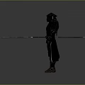 Hooded Warrior Character In Black Armor With Red Emblem And Sword