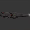 Large Sci Fi Watercraft With Military Style Deck And Red Accents