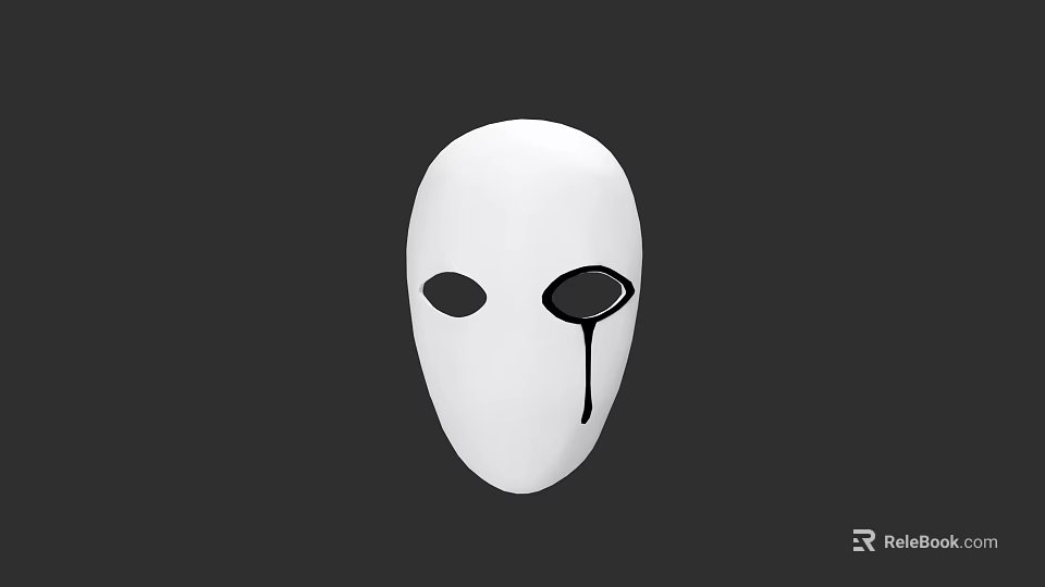 White Fashionable Hat Featuring Black Eye Shapes And Tear Drop Accents 3d model 