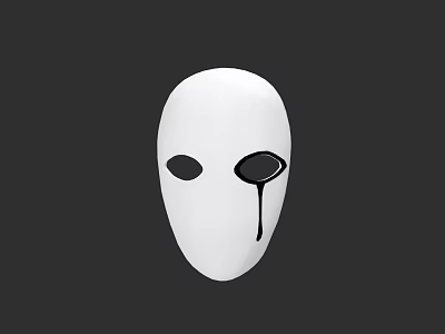 White Fashionable Hat Featuring Black Eye Shapes And Tear Drop Accents 3d model