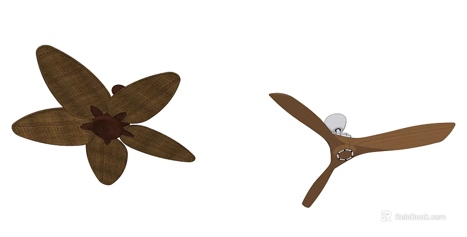 Modern Air Conditioner Fan Designs With Brown Blades And White Control Components 3d model 