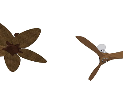 Modern Air Conditioner Fan Designs With Brown Blades And White Control Components 3d model