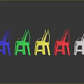 Small Colorful Plastic Chairs Arranged In White Red Yellow Green And Blue
