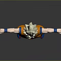 Game Anime Character 3D Model With Blonde Hair Orange Outfit And Blue Accessories Standing Pose
