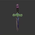 Exquisite Decorative Sword With Blue Blade Black Handle And Ornate Hilt Design