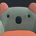 Koala Shaped Kids Chair With Gray Body Orange Ears And Orange Cushion