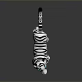 Cute White Tiger Figurine With Black Stripes Blue Eyes Ears And Shiny Paws