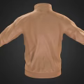 Stylish Brown Jacket Featuring Stand Collar Zipper And Long Sleeves Design 3d model