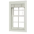 White Modern Casement Window With Grid Panes And Roller Blinds Design 3d model