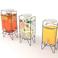 Glass Drink Dispensers with Metal Stands Fruit Infusions and Lemon Slices