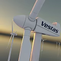 Wind Turbine Architectural Components with Tall Towers and Rotating Blades on Water Surface