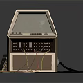 Vintage Retro Computer With Monitor Screen Control Buttons And Cables