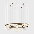 Modern Sleek Metallic Chandelier with Circular Ring and Suspended White Spherical Bulbs