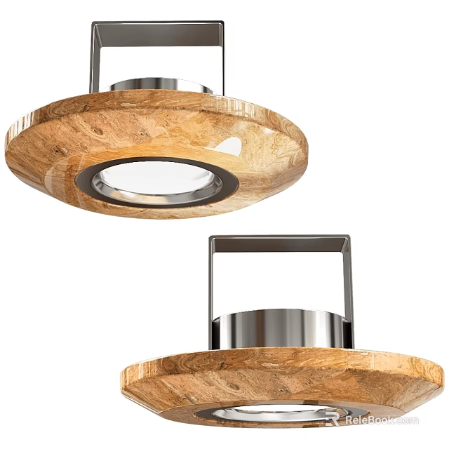 Wooden Circular Downlights With Modern Design And Metal Frame For Indoor Lighting 3d model 